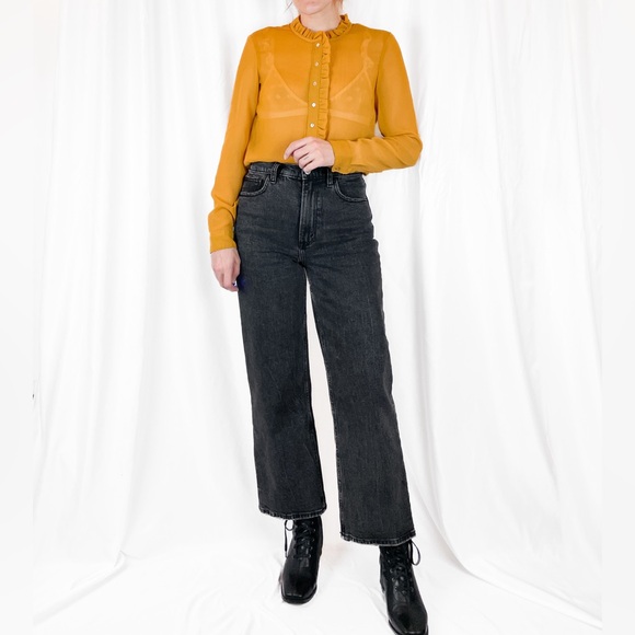 Long Sleeve See Thru Blouse • Yellow - Picture 5 of 9